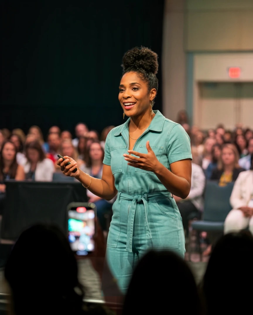Eboni of Homegirl Astrology speaking on stage